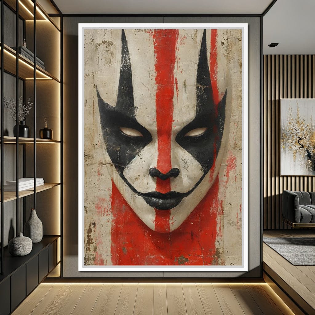 Tribal Mask Red Strike Face Canvas Wall Art