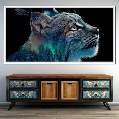 Aurora Lynx Spirit Portrait Canvas Wall Art