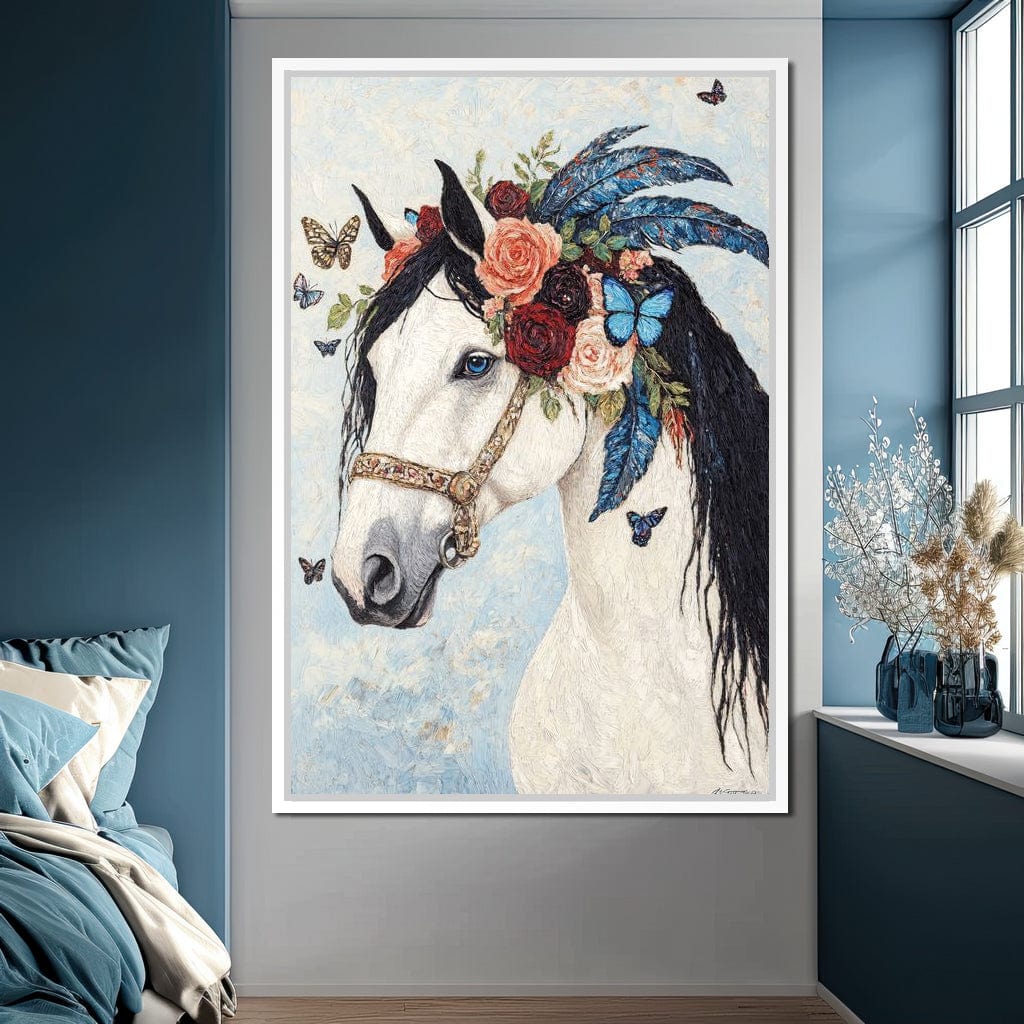 Majestic White Horse Harmony Canvas Wall Art