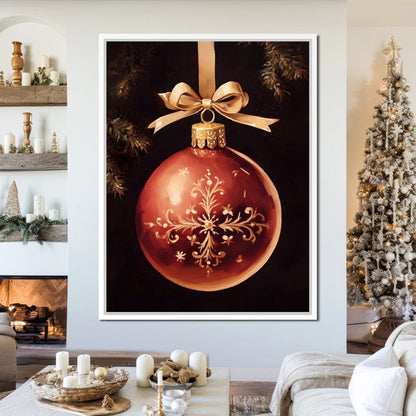 Classic Christmas Bauble Charm Canvas Wall Art