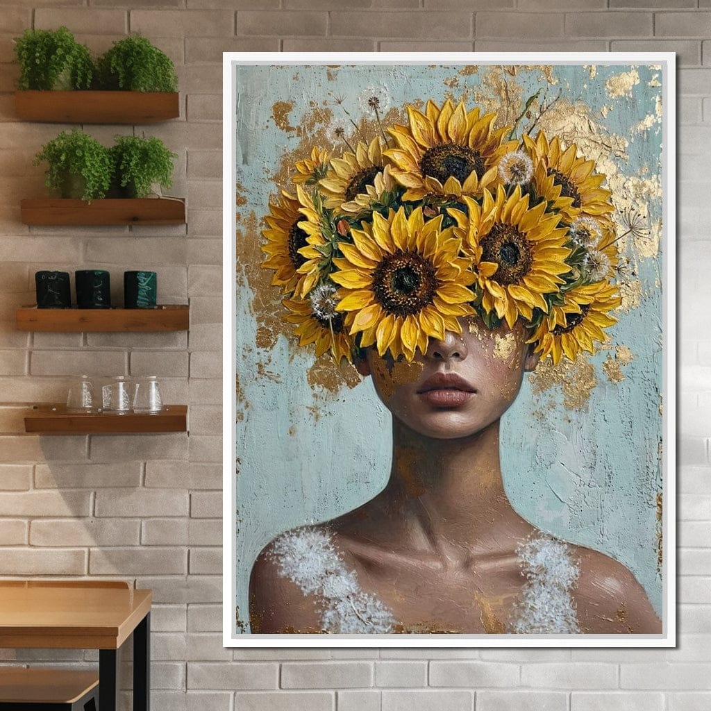 Sunflower Head Spring Portrait Canvas Wall Art
