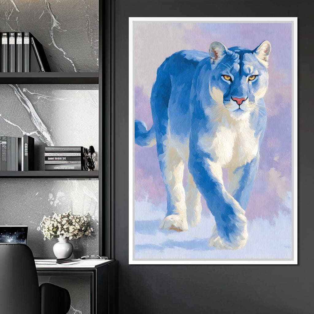 Silent Snow Puma Stroll Canvas Wall Art