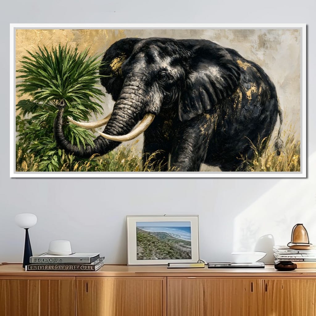 Silent Monarch of the Gilded Savanna Canvas Wall Art