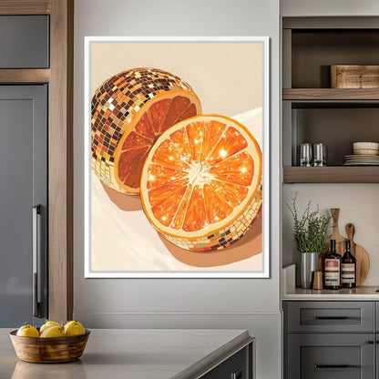 Sparkling Citrus Disco Slice Canvas Wall Art