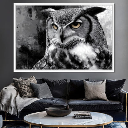 Noir Owl Golden Eyes Portrait Canvas Wall Art