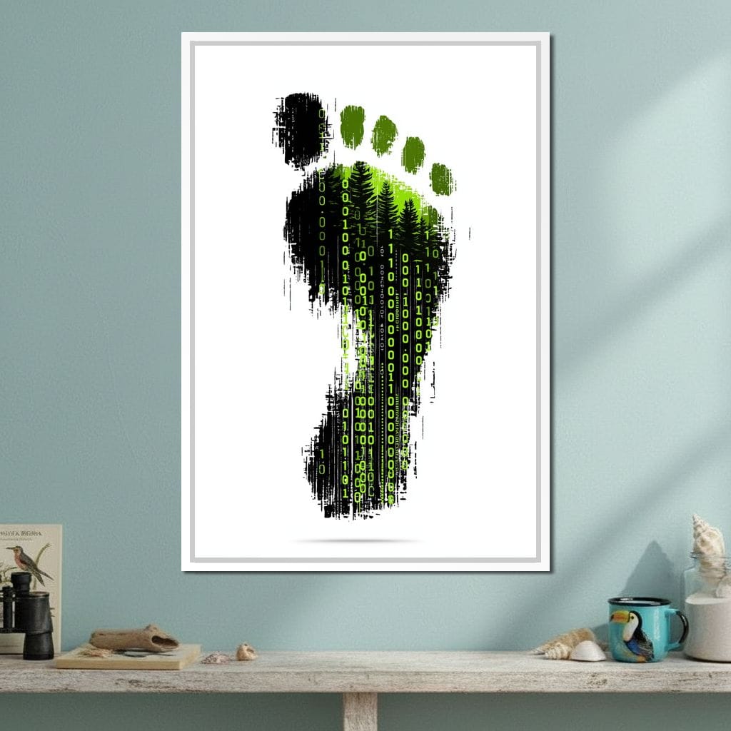 Digital Forest Footprint Code Canvas Wall Art
