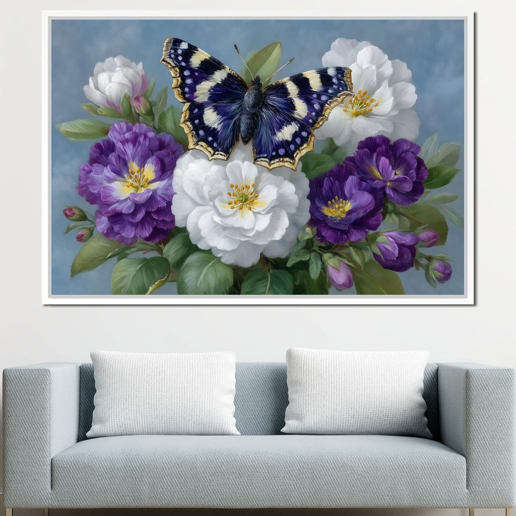 Purple Butterfly Garden Blooms Canvas Wall Art
