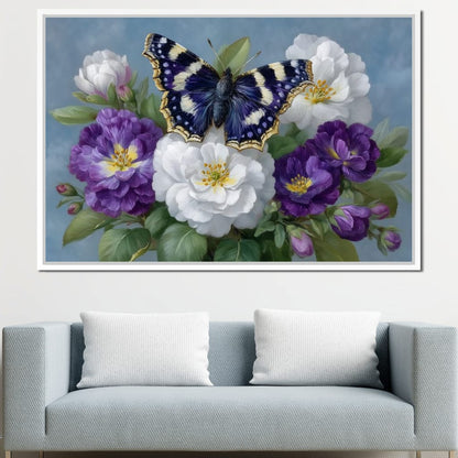 Purple Butterfly Garden Blooms Canvas Wall Art