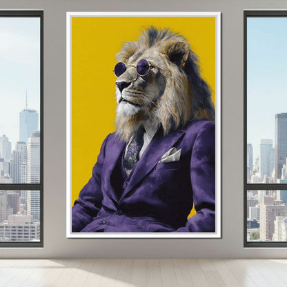 Regal Lion Boss Violet Suit Canvas Wall Art