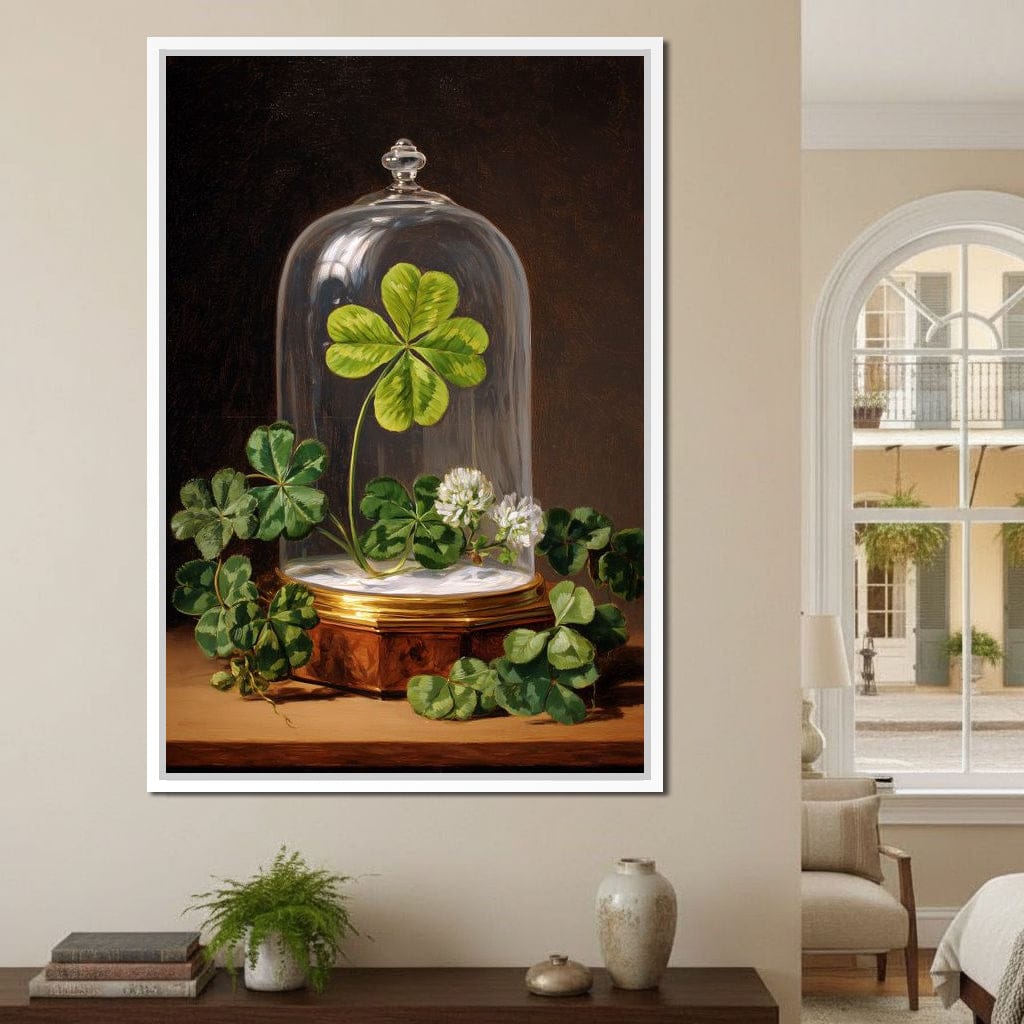 Lucky Clover Glass Dome Canvas Wall Art