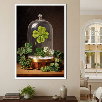 Lucky Clover Glass Dome Canvas Wall Art