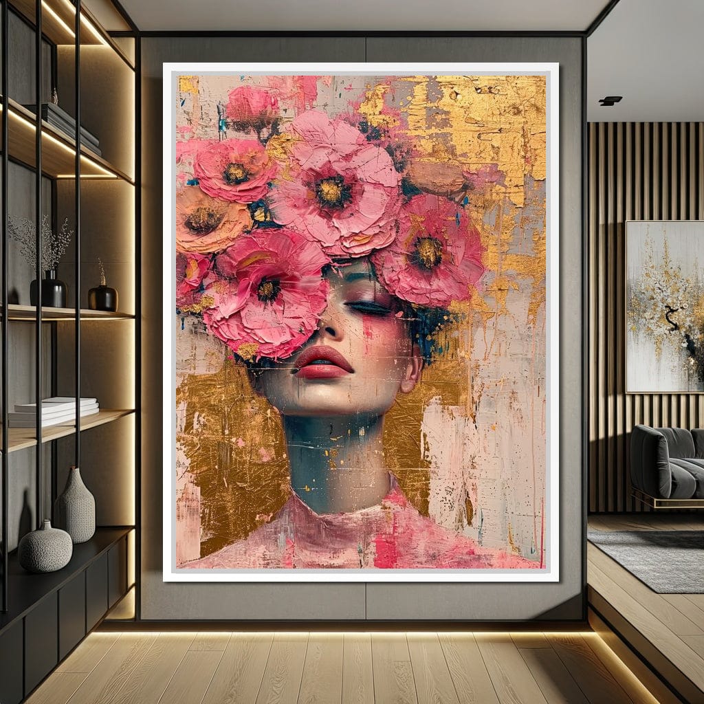 Bloomed Reverie in Gold Canvas Wall Art