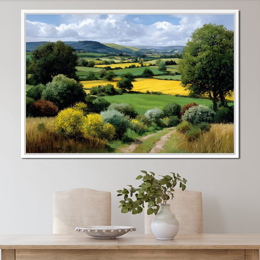 Golden Fields Country Path Canvas Wall Art