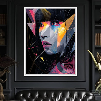 Neon Prism Portrait of Muse Canvas Wall Art