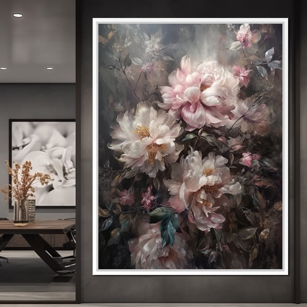 White & Pink Flowers Canvas Wall Art