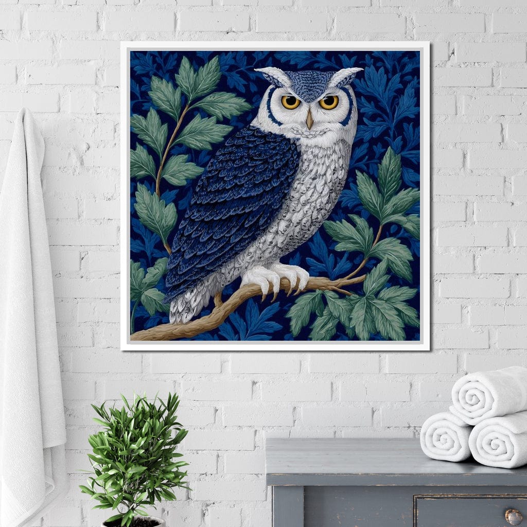 Majestic Owl Among Leaves Canvas Wall Art