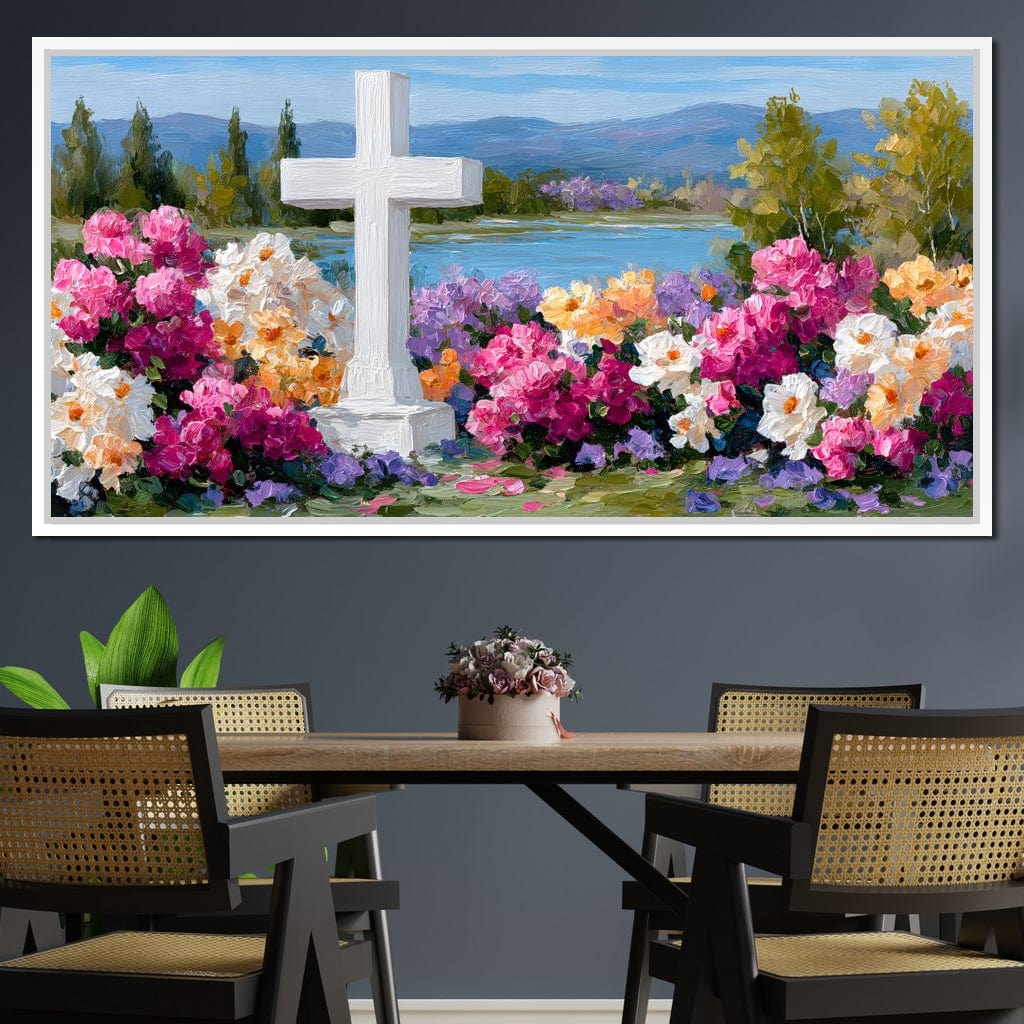 Garden Reverie by the Lake Canvas Wall Art
