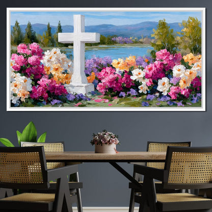 Garden Reverie by the Lake Canvas Wall Art