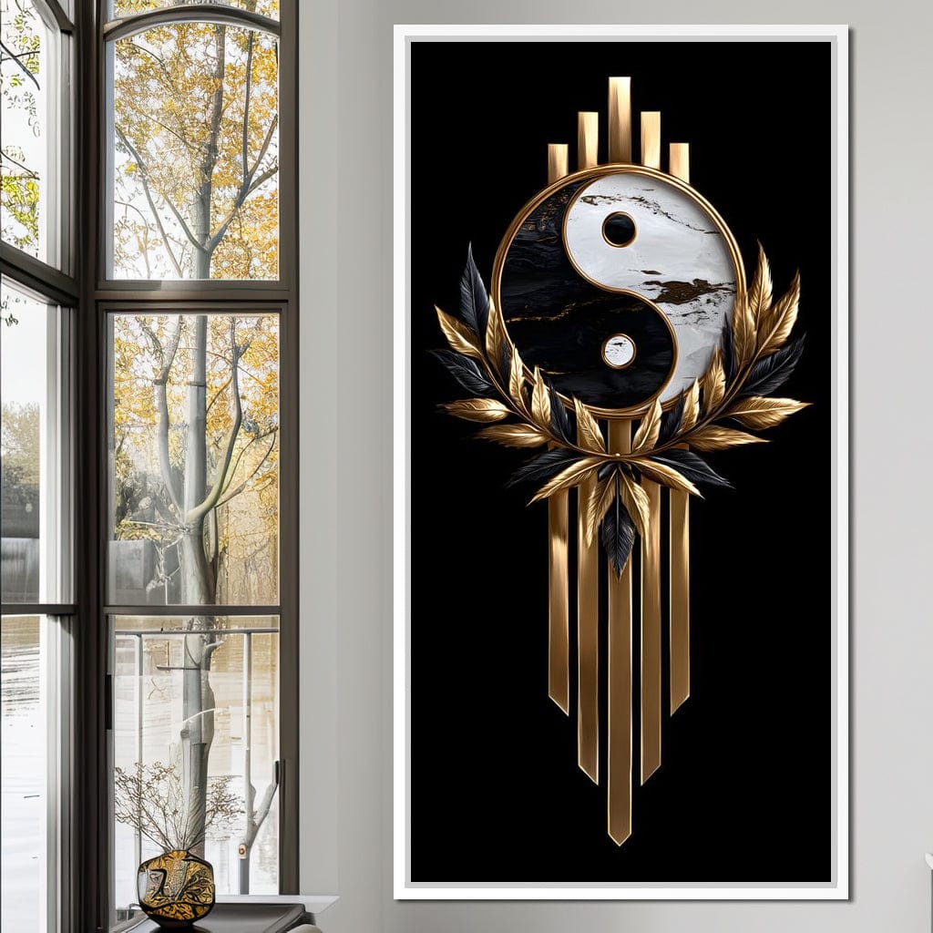 Golden Yin Yang Marble Elegance Canvas Wall Art