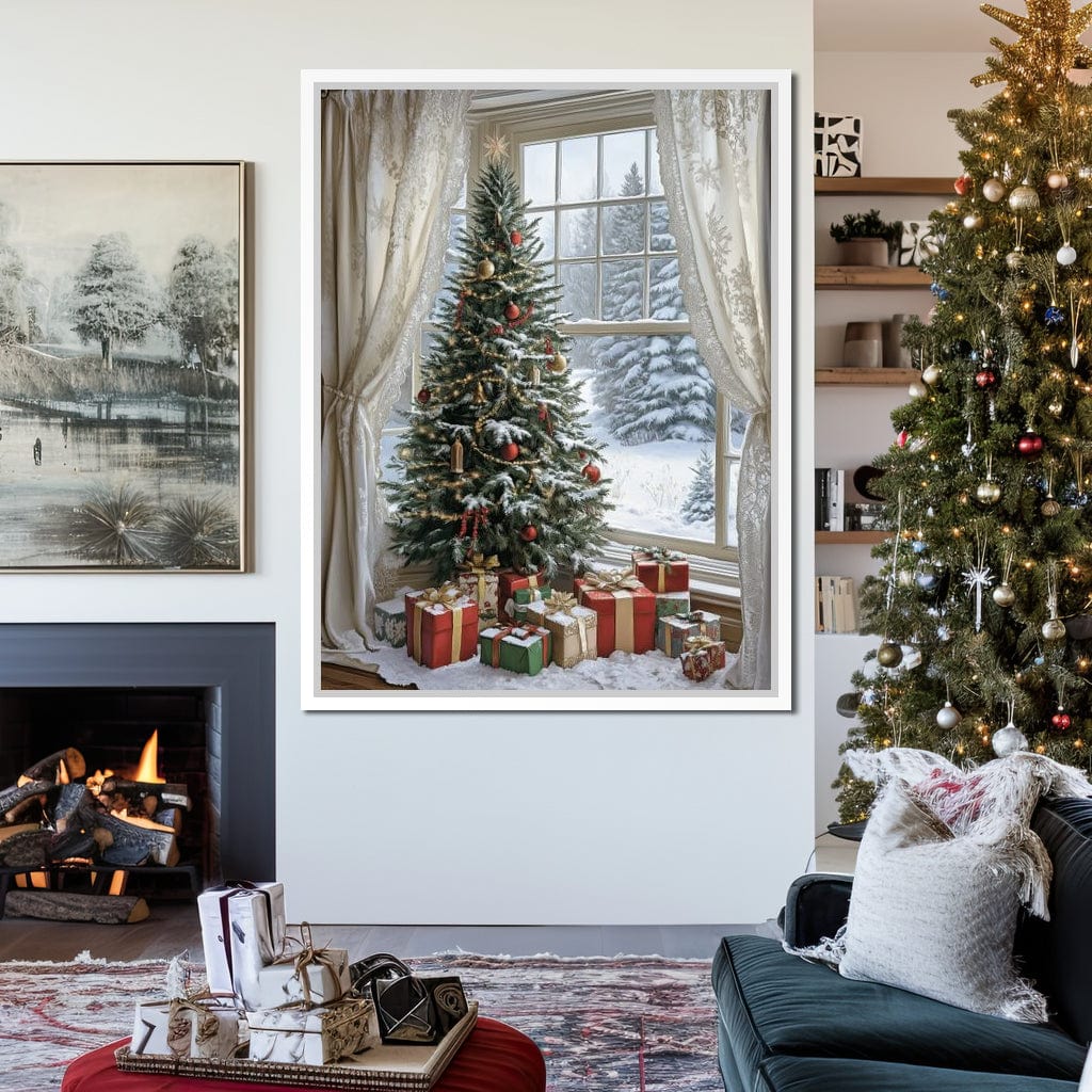 Christmas Tree by the Window Canvas Wall Art