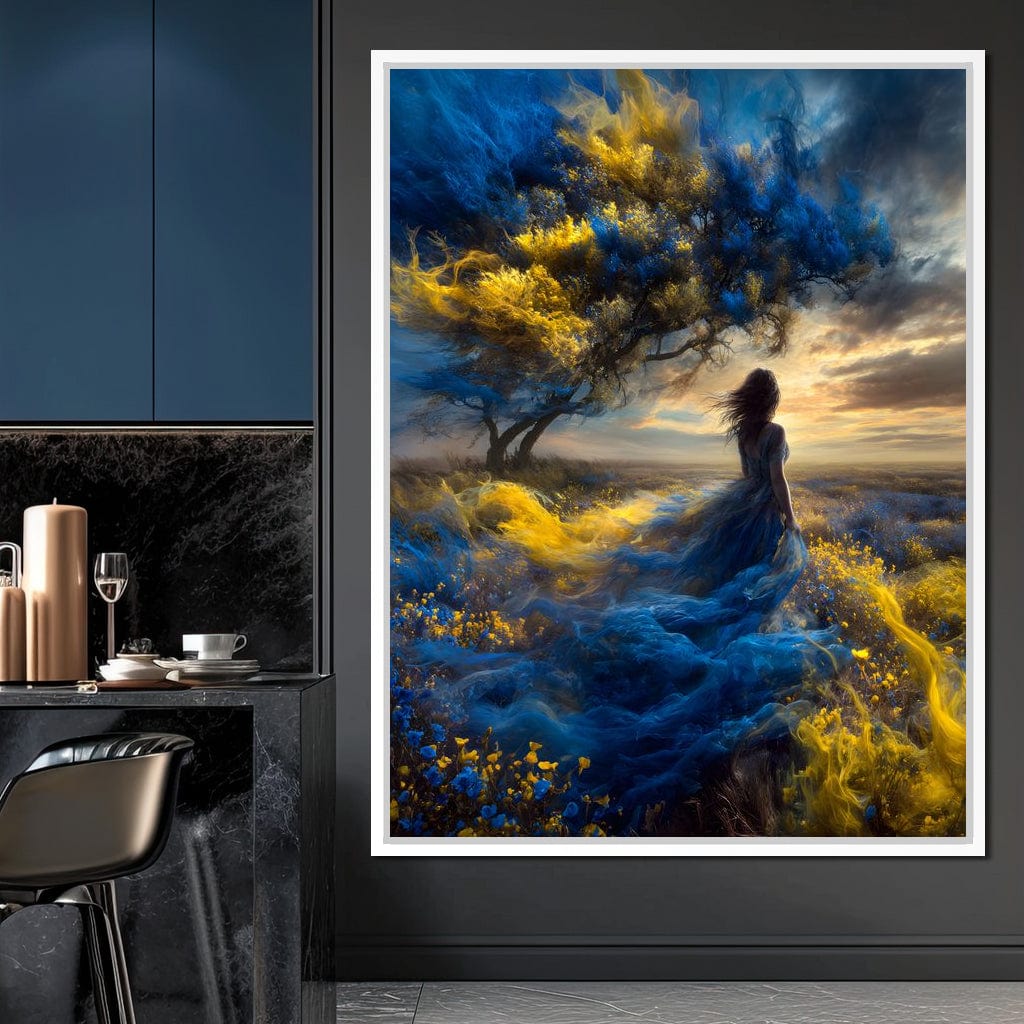 Golden Sapphire Dream Fields Canvas Wall Art