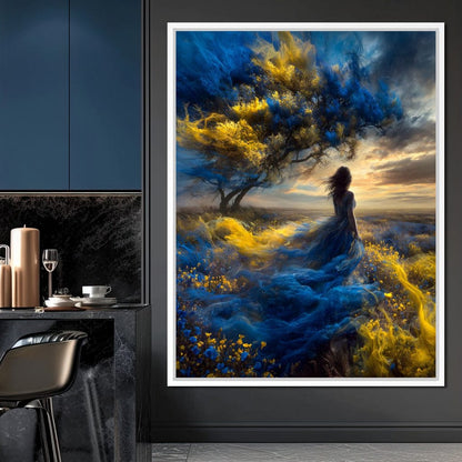 Golden Sapphire Dream Fields Canvas Wall Art