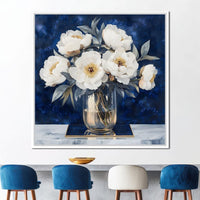 Peony Elegance Midnight Blooms Canvas Wall Art
