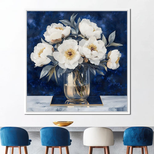 Peony Elegance Midnight Blooms Canvas Wall Art