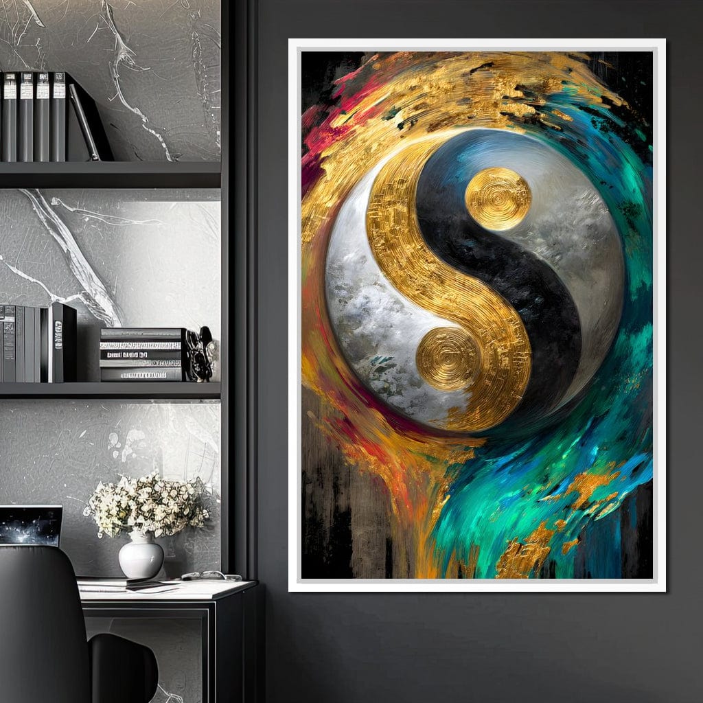 Cosmic Balance Golden Flux Canvas Wall Art