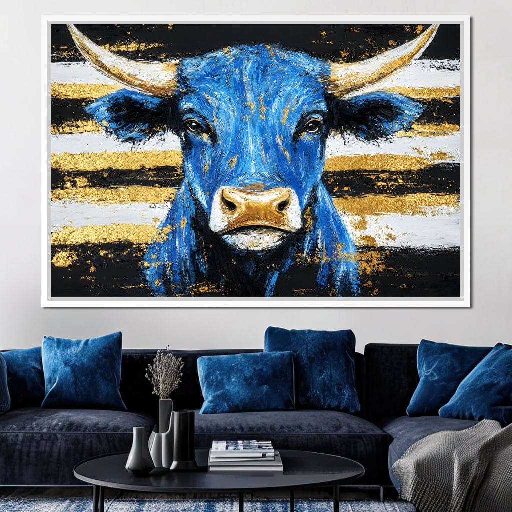 Bull Cobalt Resilience Canvas Wall Art