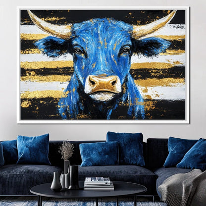 Bull Cobalt Resilience Canvas Wall Art