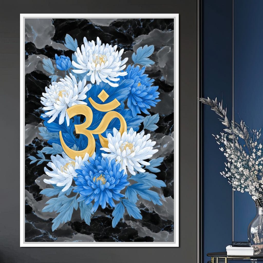 Om Lotus Bloom Floral Gold Canvas Wall Art
