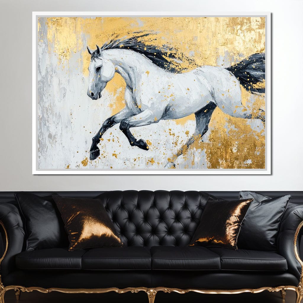 Golden Freedom Gallop Canvas Wall Art