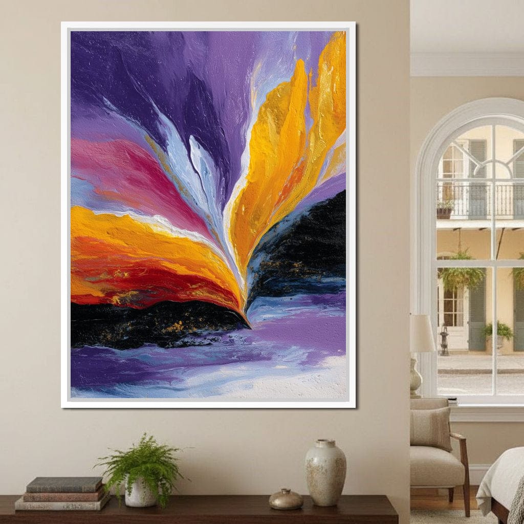 Golden Rift Over Violet Tide Canvas Wall Art
