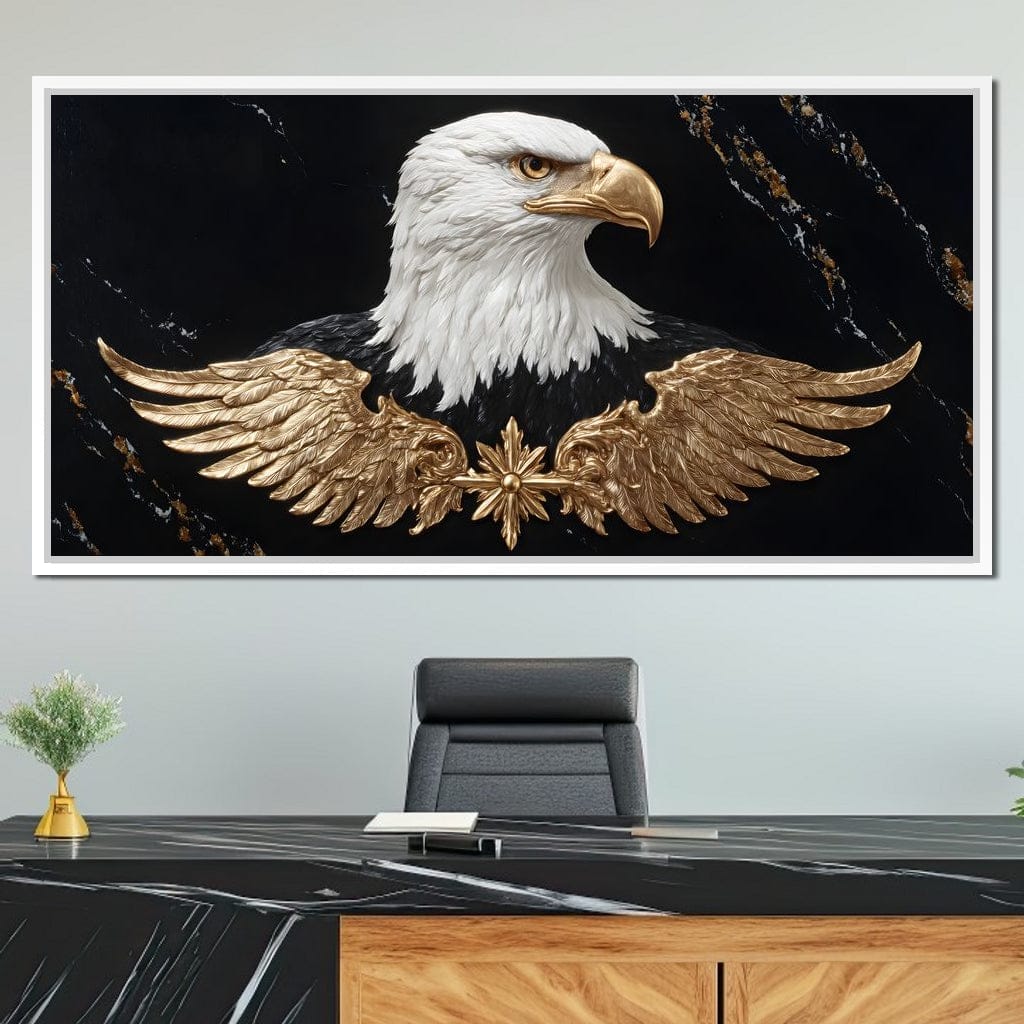 Golden Eagle Majesty Marble Canvas Wall Art