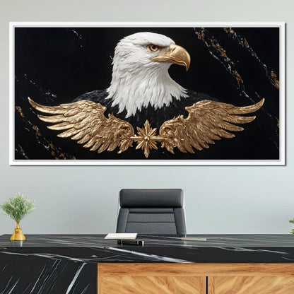 Golden Eagle Majesty Marble Canvas Wall Art