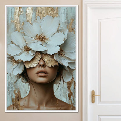 Golden Petal Head Canvas Wall Art