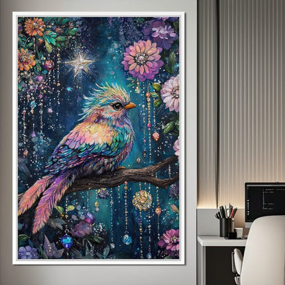 Enchanted Birdsong Night Tapestry Canvas Wall Art