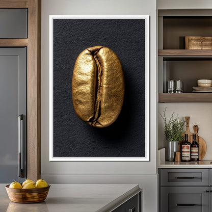 Golden Coffee Bean Minimalism Canvas Wall Art