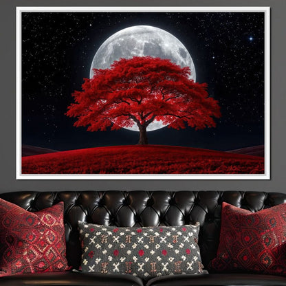 The Crimson Moon Tree Canvas Wall Art