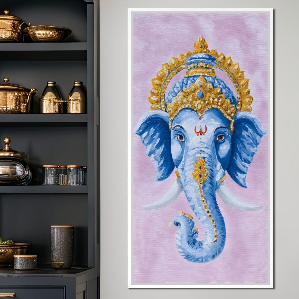 Sacred Blue Ganesha Majesty Canvas Wall Art
