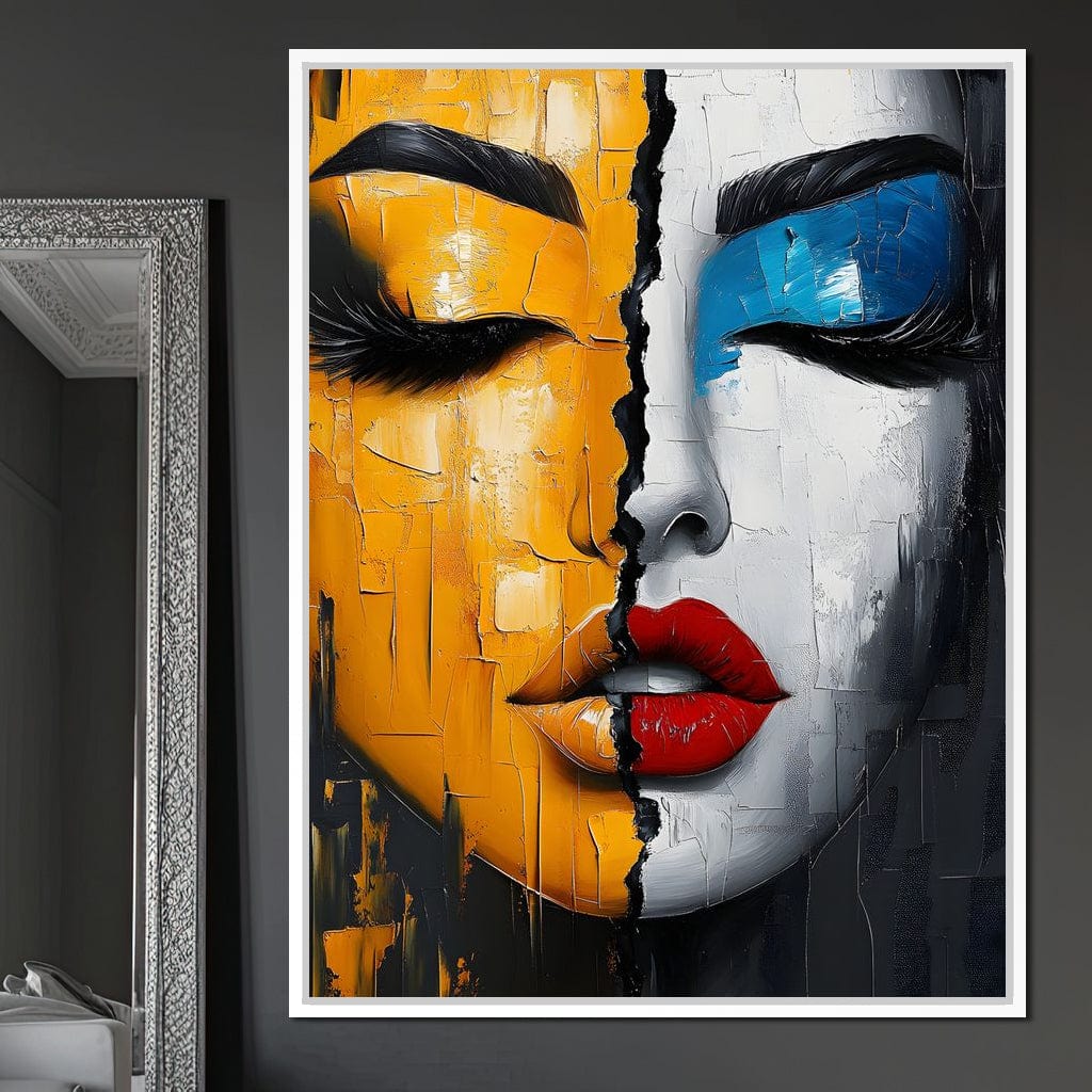 Dual Tones Modern Portrait Face Canvas Wall Art