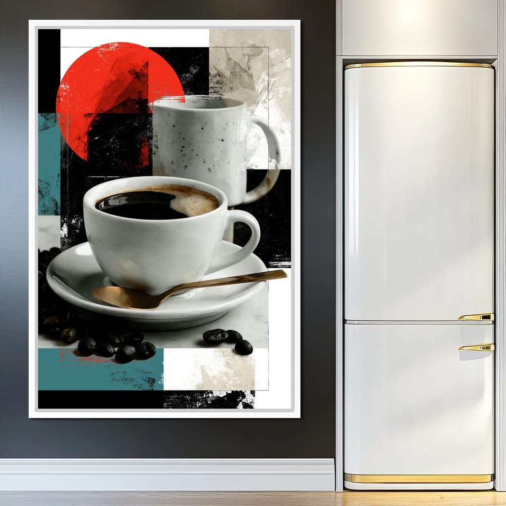 Morning Rituals Within Geometric Forms Canvas Wall Art
