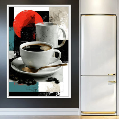 Morning Rituals Within Geometric Forms Canvas Wall Art