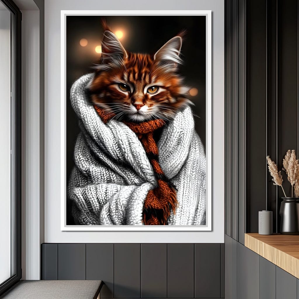 Warm Feline Elegance Wrapped Canvas Wall Art