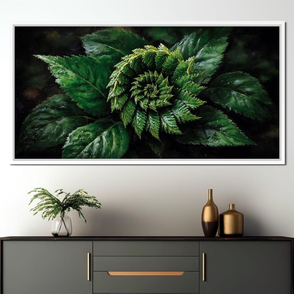 Tropical Fern Leaf Bouquet Canvas Wall Art