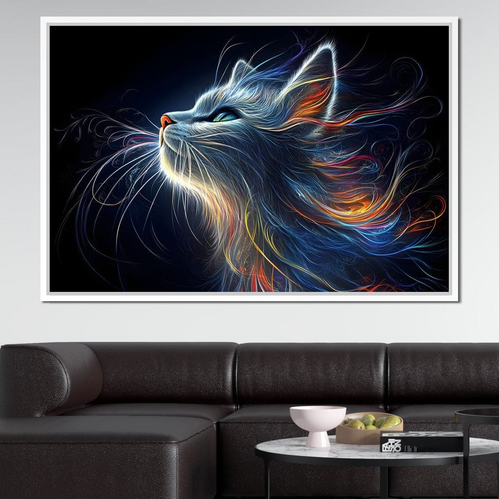 Celestial Feline Illuminations Canvas Wall Art