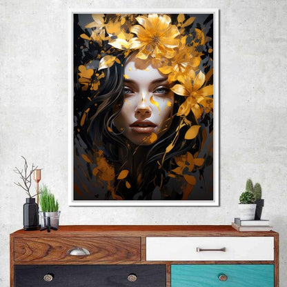 Golden Petal Crown Canvas Wall Art