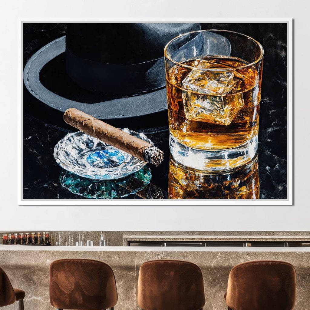 Whiskey Night Silhouette Canvas Wall Art