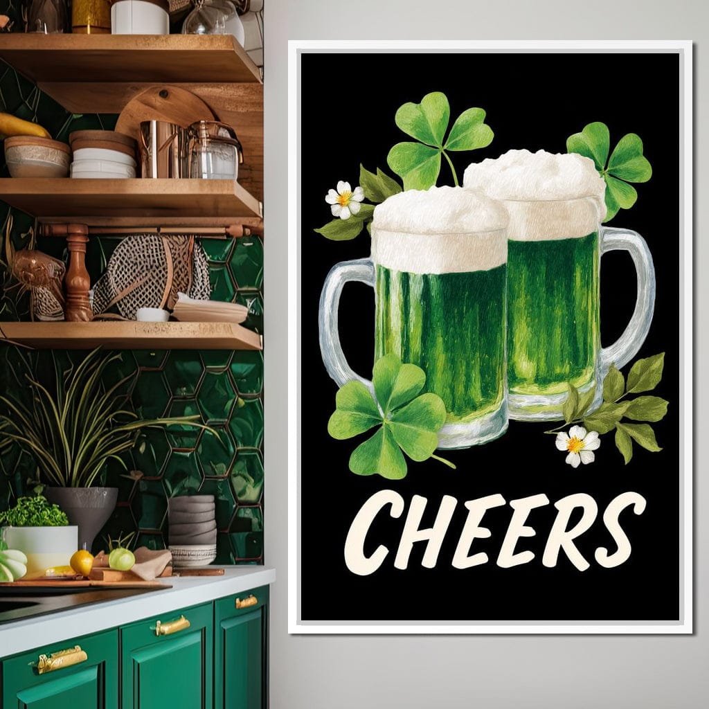 Lucky Clover Beer Cheers Canvas Wall Art